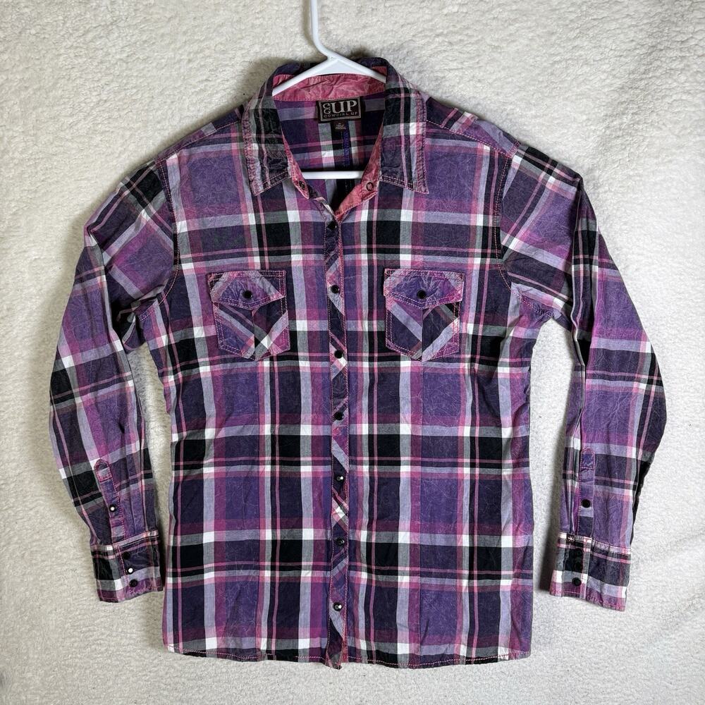 Cowgirl Up Western Shirt Womens XL Purple Pearl Snap Coastal Cowgirl Rodeo
